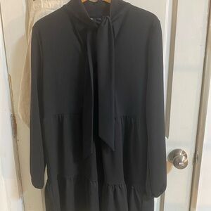 Zara Black Long Sleeve Dress with Bow Detail